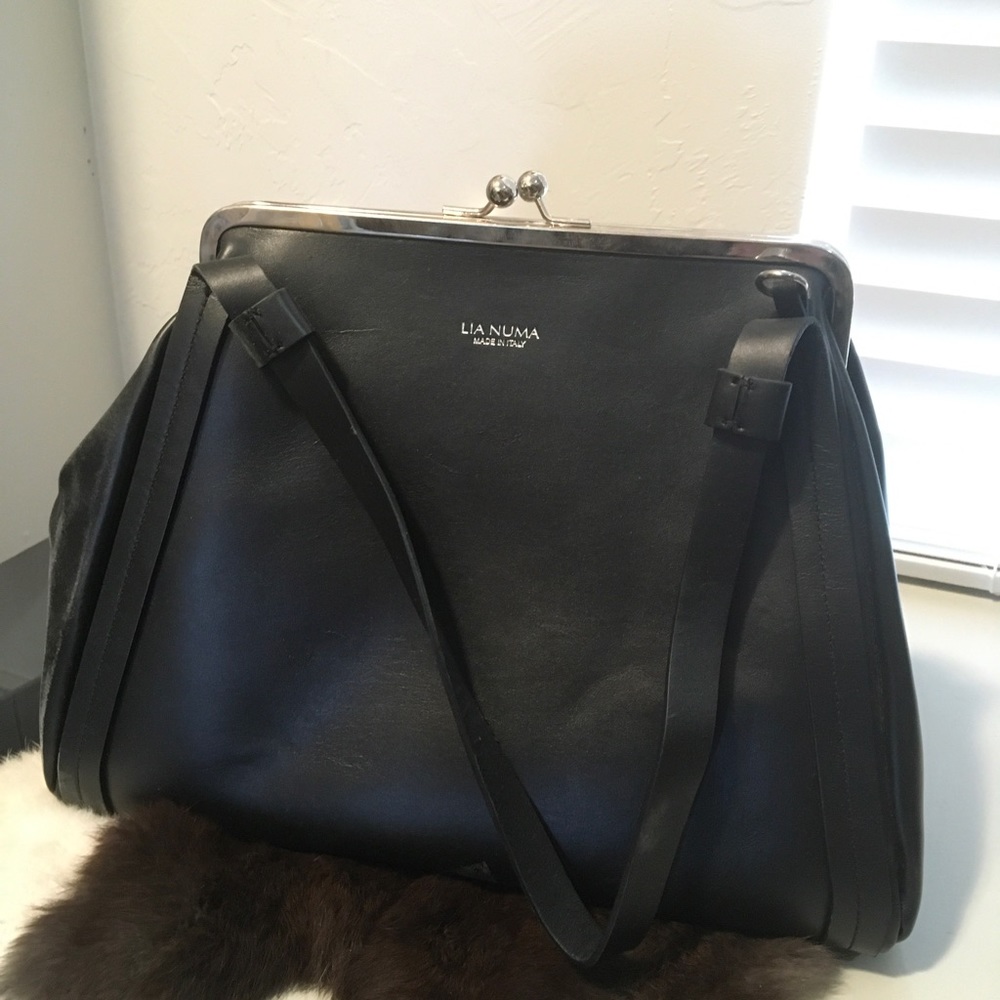Black classy top snap bag